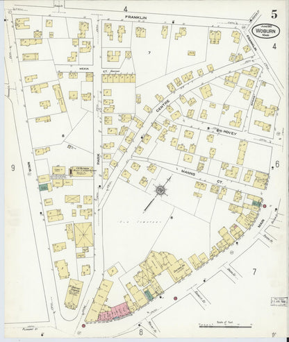 Sanborn Fire Insurance Map from Woburn, Middlesex County, Massachusetts (1910), Sheet #0005 - Historic Sanborn Fire Insurance Map Print, vintage old map wall art, antique decor, genealogy gift, Massachusetts Massachusetts map