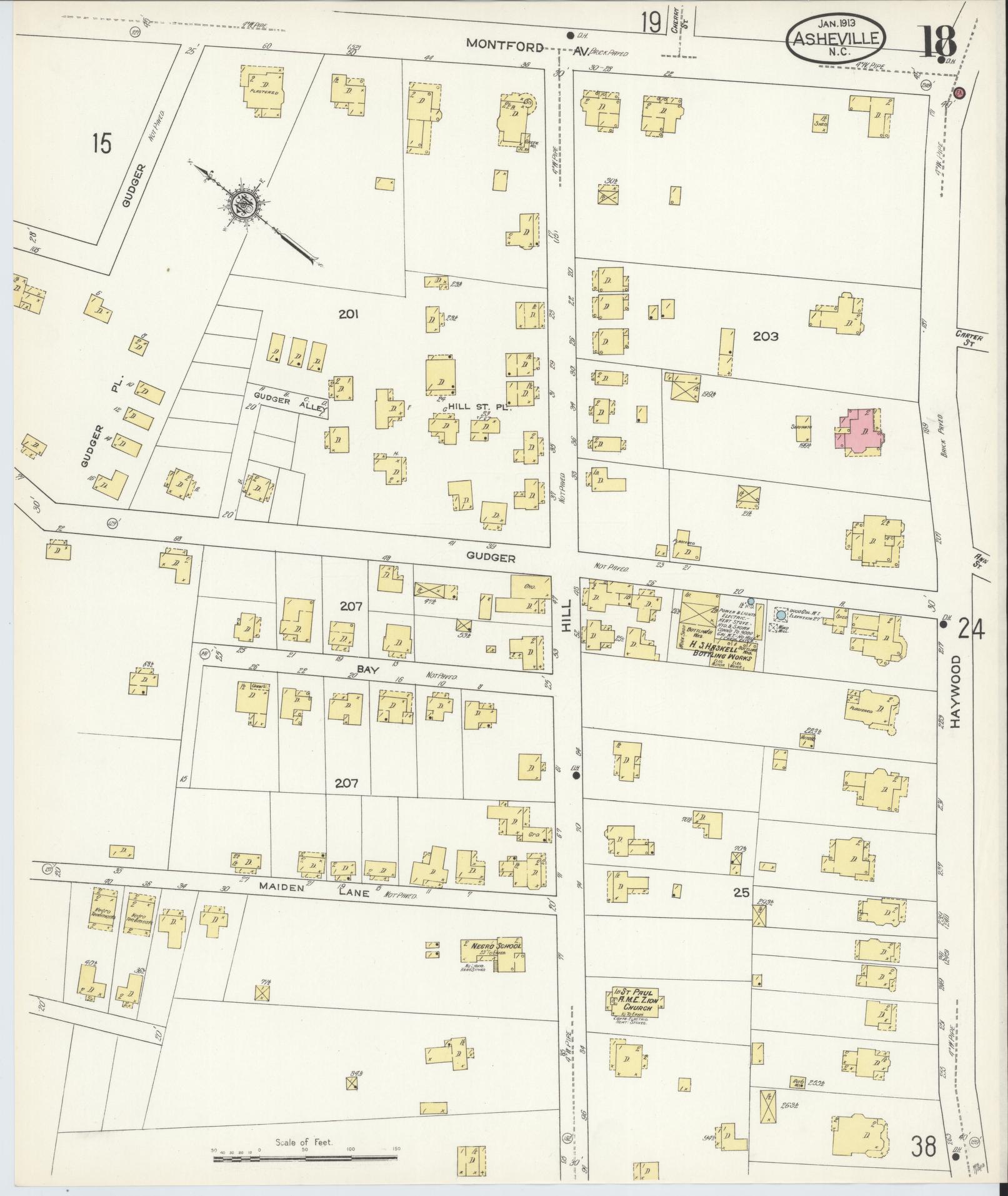 Sanborn Fire Insurance Map from Asheville, Buncombe County, North Carolina (1913), Sheet #0018 - Complete Map Set gallery image, historic Sanborn map, vintage wall art, North Carolina North Carolina