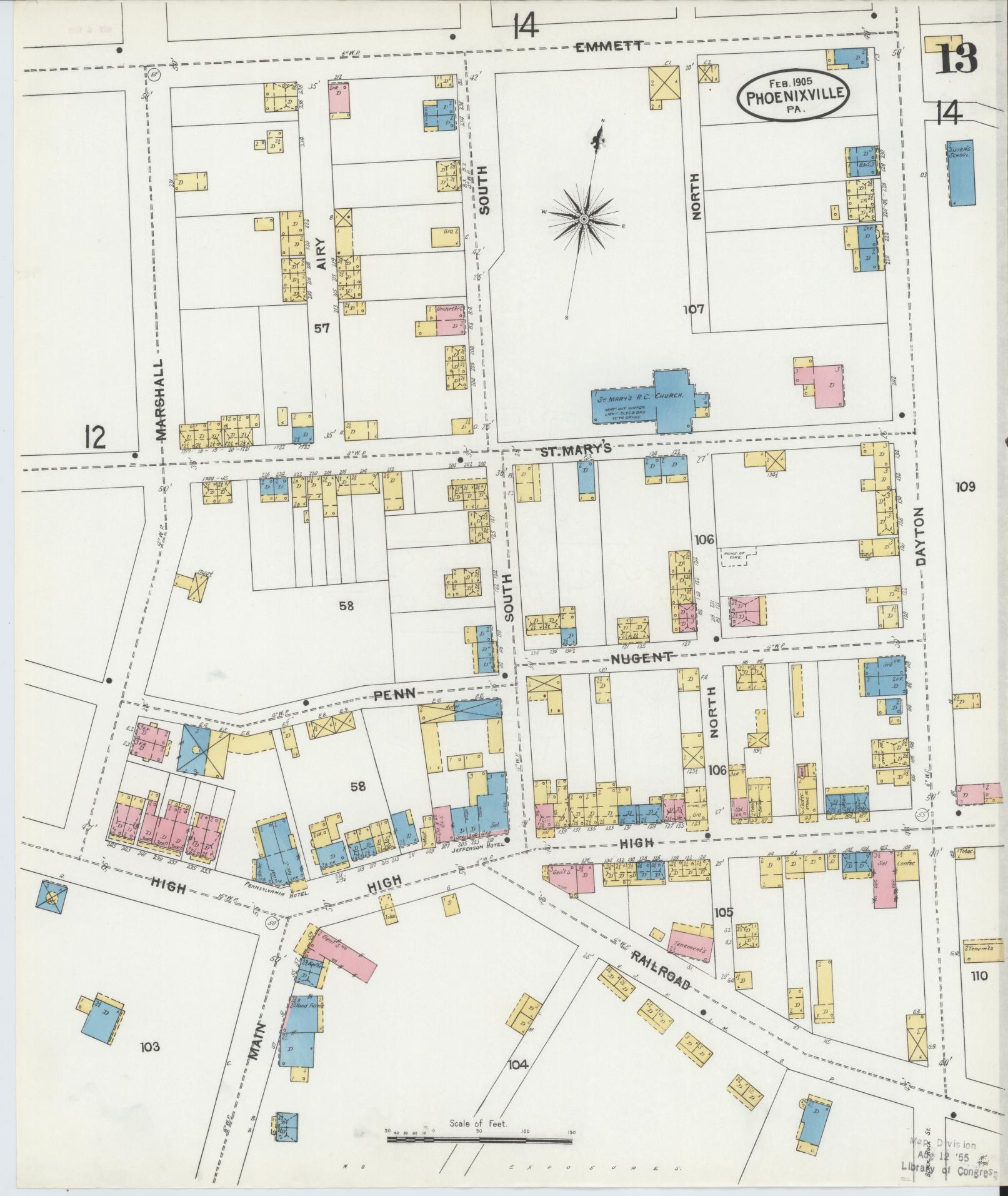 Sanborn Fire Insurance Map from Phoenixville, Chester County, Pennsylvania (1906), Sheet #0013 - Complete Map Set gallery image, historic Sanborn map, vintage wall art, Pennsylvania Pennsylvania