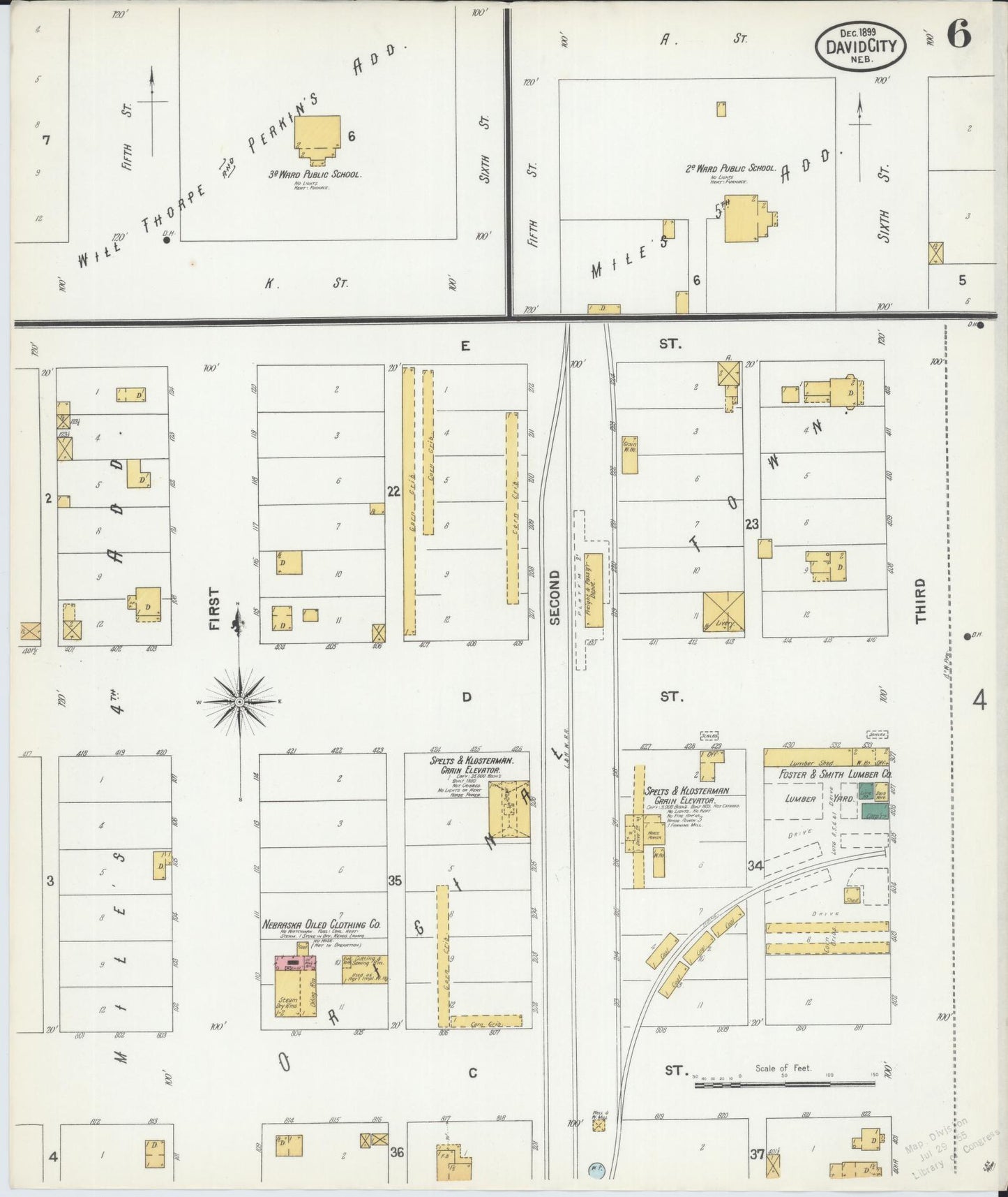 Sanborn Fire Insurance Map from David City, Butler County, Nebraska (1899), Sheet #0006 - Historic Sanborn Fire Insurance Map Print, vintage old map wall art, antique decor, genealogy gift, Nebraska Nebraska map