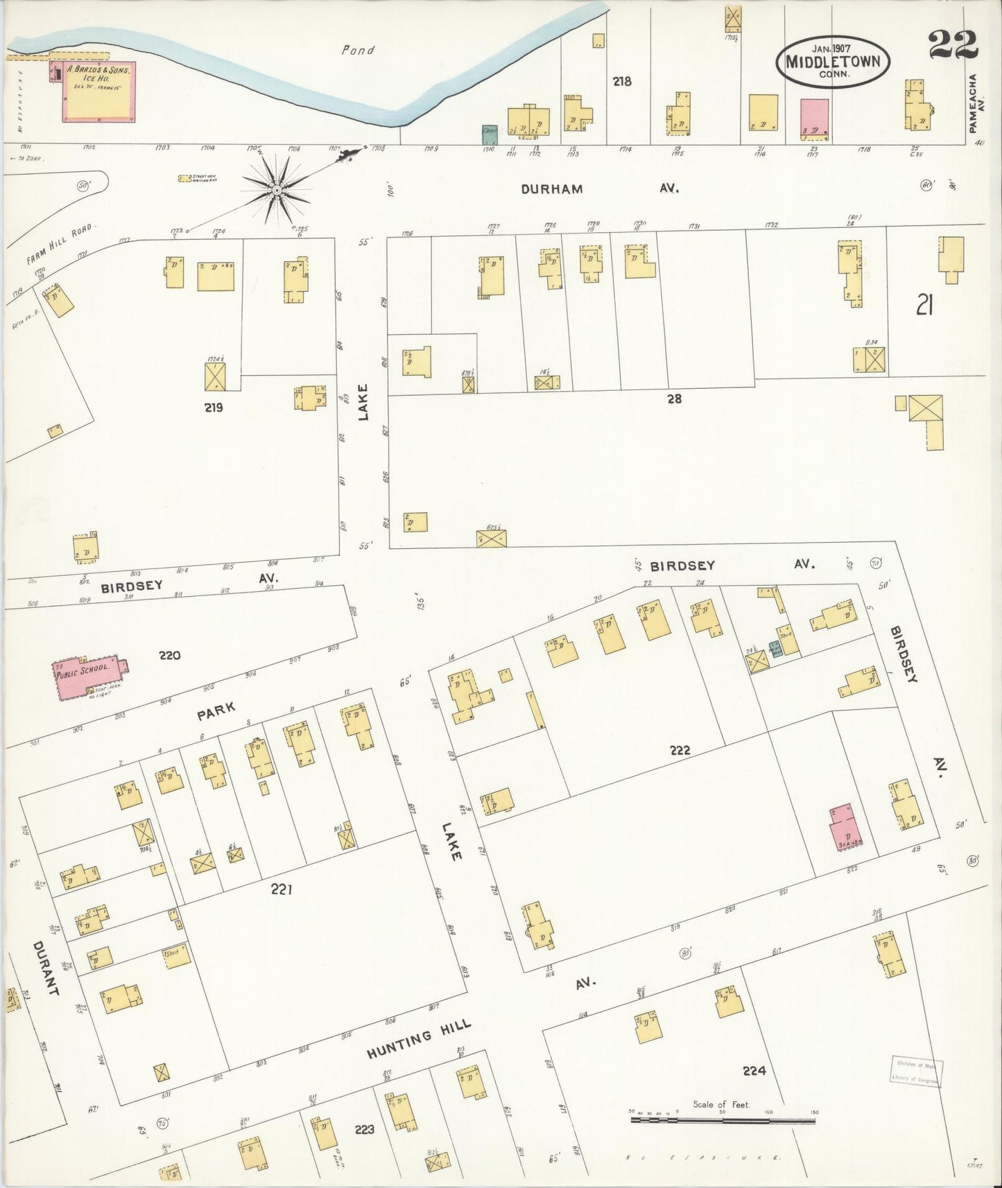 Sanborn Fire Insurance Map from Middletown, Middlesex County, Connecticut (1907), Sheet #0022 - Complete Map Set gallery image, historic Sanborn map, vintage wall art, Connecticut Connecticut