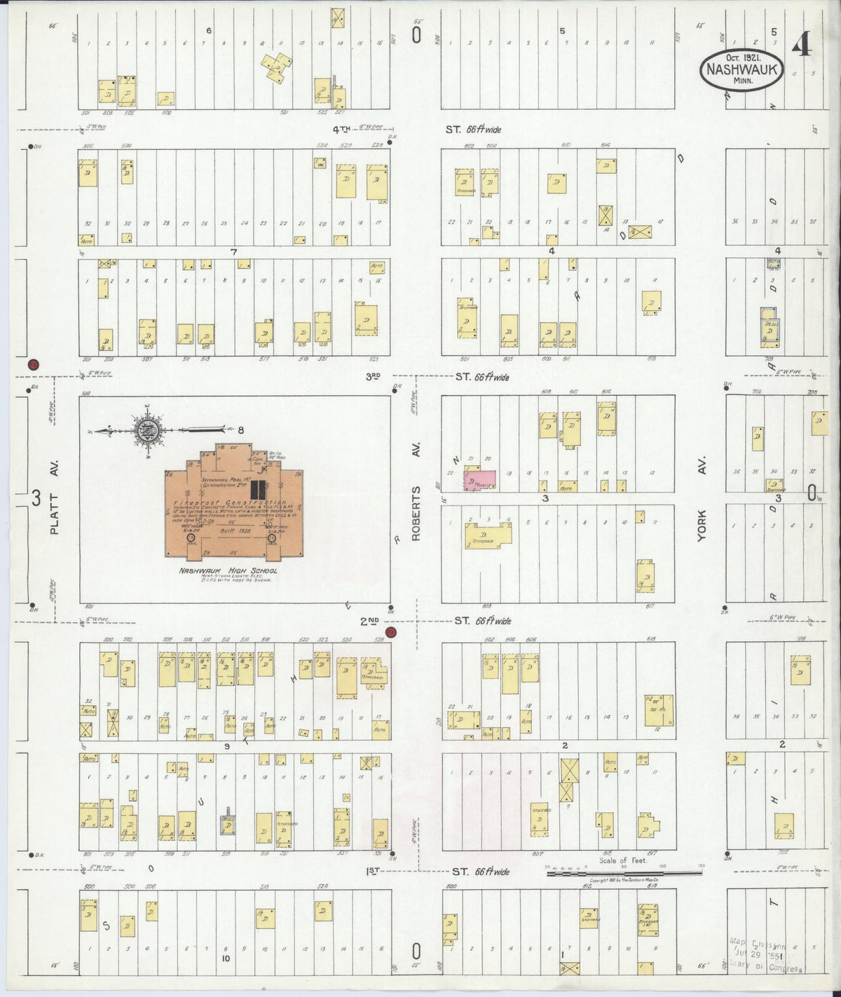 Sanborn Fire Insurance Map from Nashwauk, Itasca County, Minnesota (1921), Sheet #0004 - Historic Sanborn Fire Insurance Map Print, vintage old map wall art, antique decor, genealogy gift, Minnesota Minnesota map