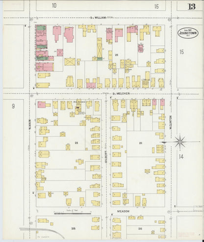 Sanborn Fire Insurance Map from Johnstown, Fulton County, New York (1902), Sheet #0013 - Complete Map Set gallery image, historic Sanborn map, vintage wall art, New York New York