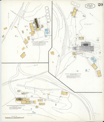 Sanborn Fire Insurance Map from Bisbee, Cochise County, Arizona (1906), Sheet #0020 - Complete Map Set gallery image, historic Sanborn map, vintage wall art, Arizona Arizona