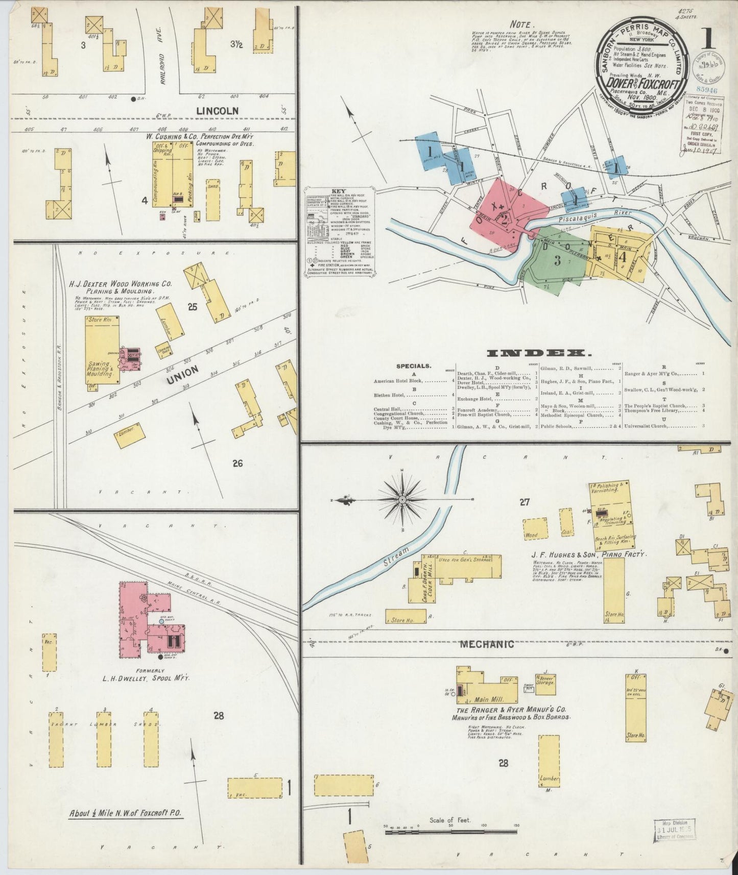 Sanborn Fire Insurance Map from Dover, Piscataguis County, Maine. (1900) – Historic Sanborn Fire Insurance Map Print
