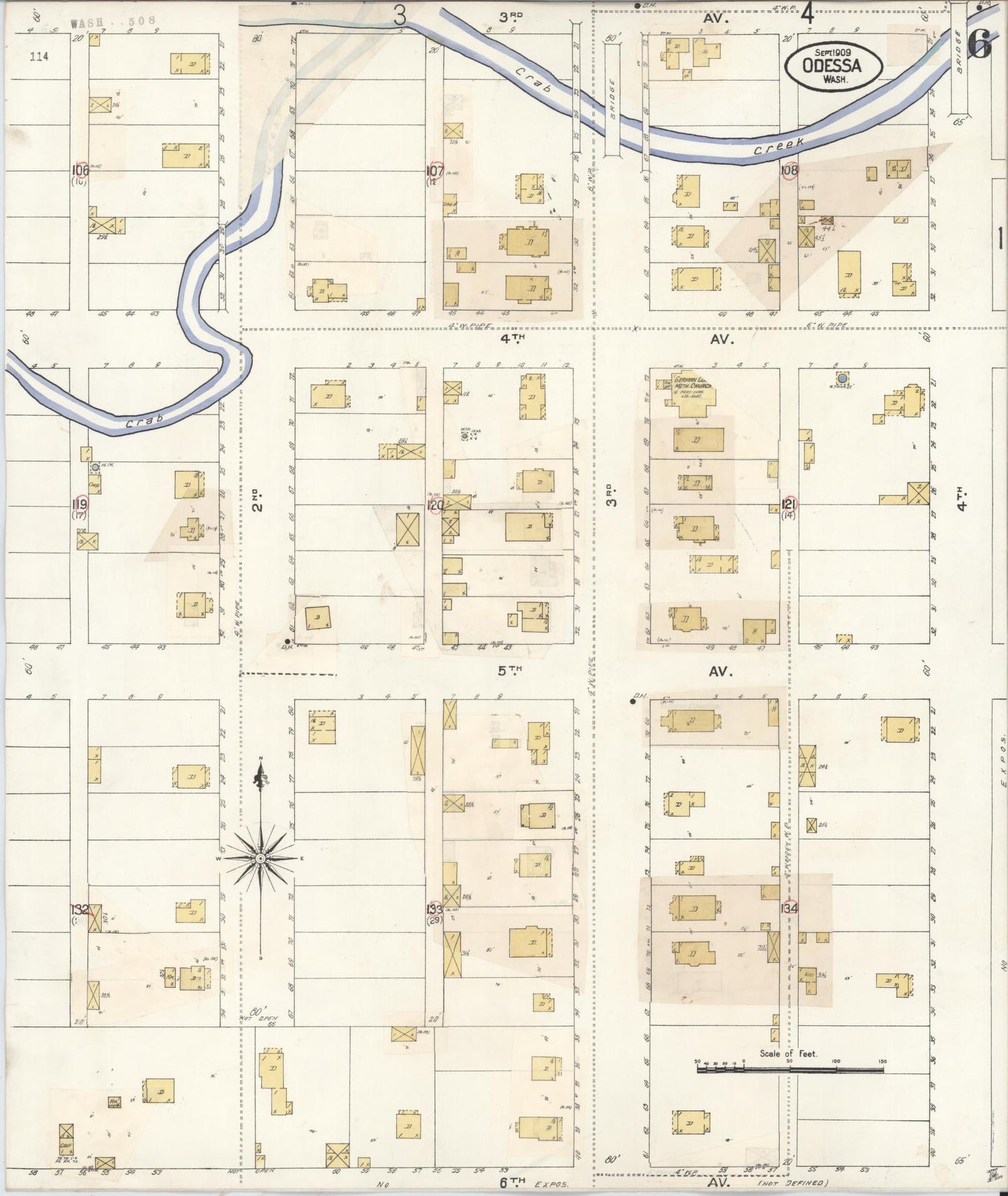 Sanborn Fire Insurance Map from Odessa, Lincoln County, Washington (1930), Sheet #0006 - Historic Sanborn Fire Insurance Map Print, vintage old map wall art, antique decor, genealogy gift, Washington Washington map