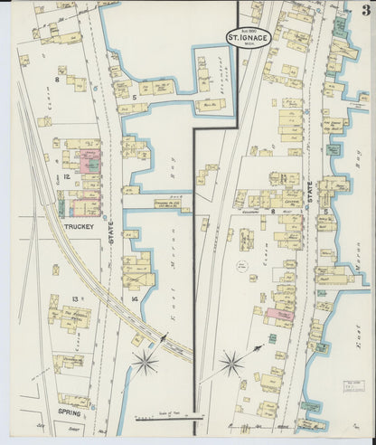 Sanborn Fire Insurance Map from Saint Ignace, Mackinac County, Michigan (1890), Sheet #0003 - Complete Map Set gallery image, historic Sanborn map, vintage wall art, Michigan Michigan