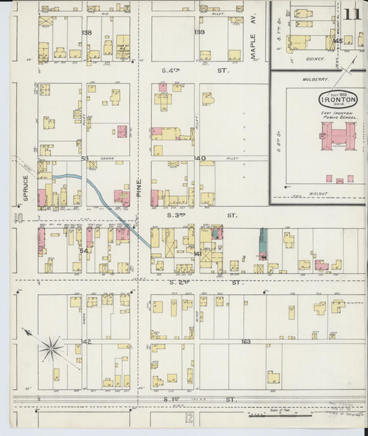 Sanborn Fire Insurance Map from Ironton, Lawrence County, Ohio (1893), Sheet #0011 - Historic Sanborn Fire Insurance Map Print, vintage old map wall art, antique decor, genealogy gift, Ohio Ohio map