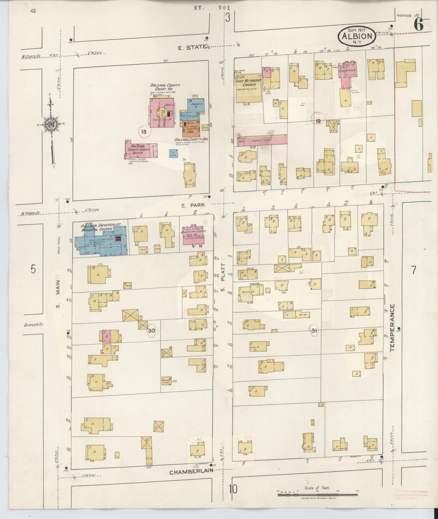 Sanborn Fire Insurance Map from Albion, Orleans County, New York (1941), Sheet #0006 - Complete Map Set gallery image, historic Sanborn map, vintage wall art, New York New York