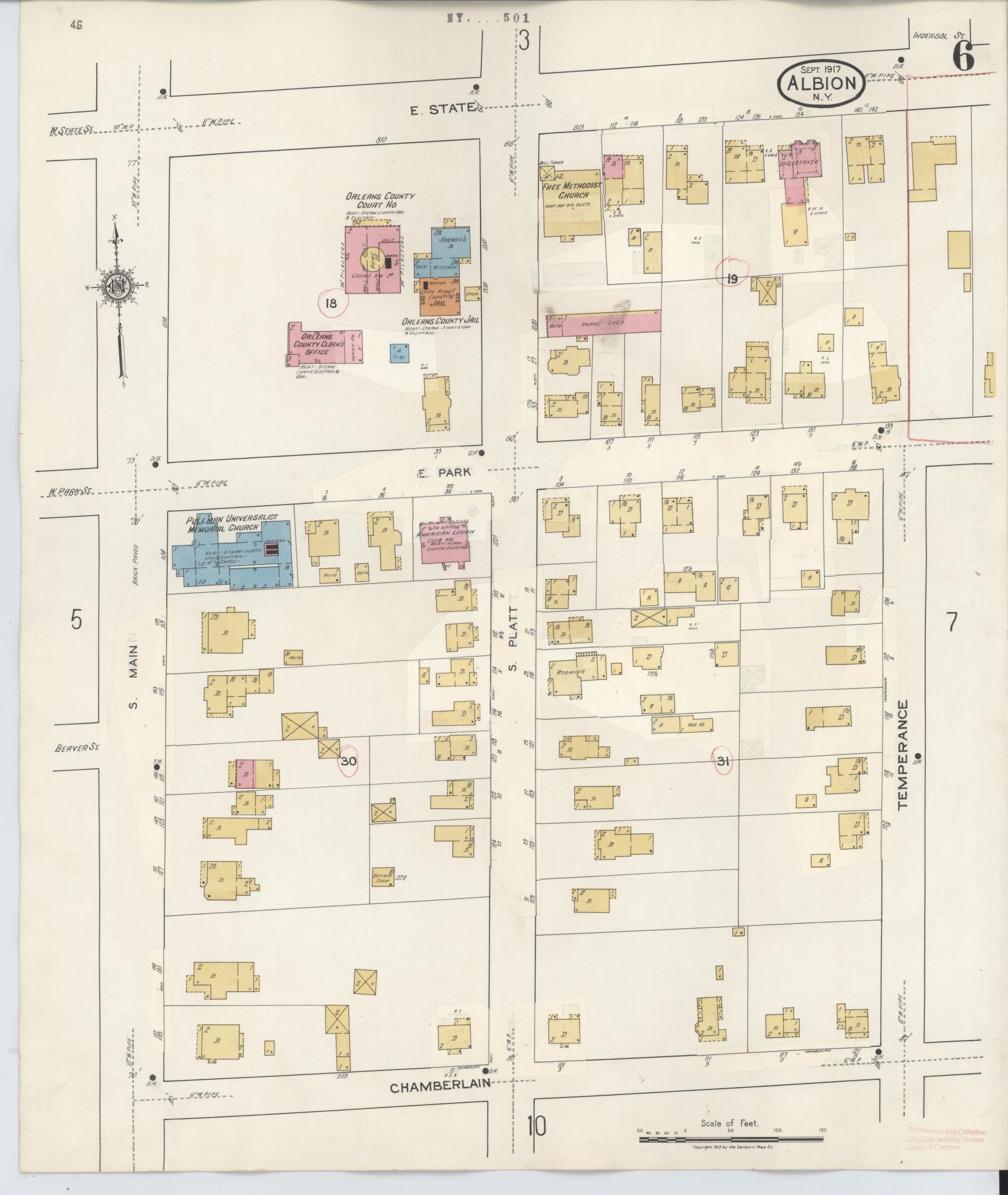 Sanborn Fire Insurance Map from Albion, Orleans County, New York (1941), Sheet #0006 - Complete Map Set gallery image, historic Sanborn map, vintage wall art, New York New York