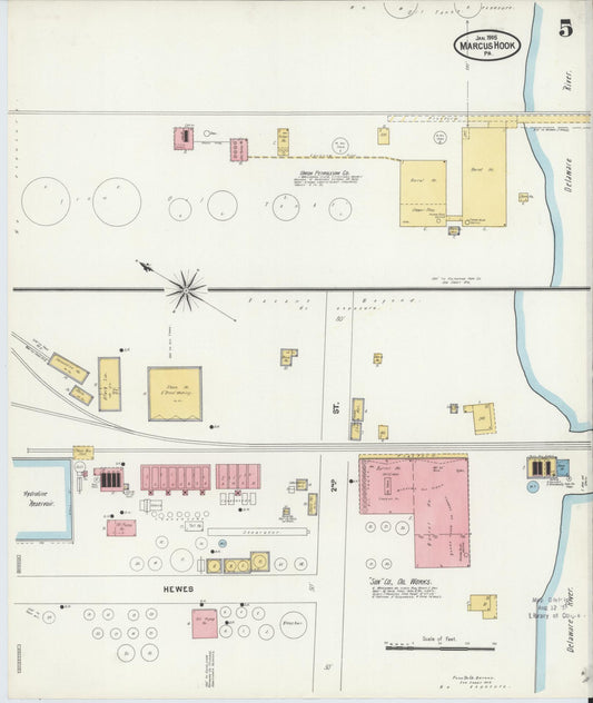 Sanborn Fire Insurance Map from Marcus Hook, Chester County, Pennsylvania (1905), Sheet #0005 - Historic Sanborn Fire Insurance Map Print, vintage old map wall art, antique decor, genealogy gift, Pennsylvania Pennsylvania map