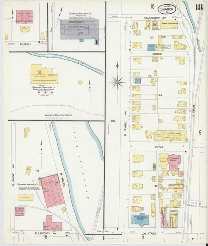 Sanborn Fire Insurance Map from Sharon, Mercer County, Pennsylvania (1908), Sheet #0018 - Historic Sanborn Fire Insurance Map Print, vintage old map wall art, antique decor, genealogy gift, Pennsylvania Pennsylvania map