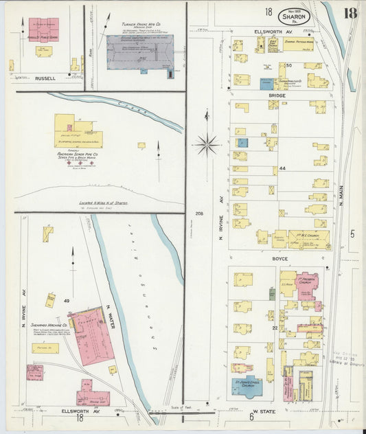 Sanborn Fire Insurance Map from Sharon, Mercer County, Pennsylvania (1908), Sheet #0018 - Historic Sanborn Fire Insurance Map Print, vintage old map wall art, antique decor, genealogy gift, Pennsylvania Pennsylvania map
