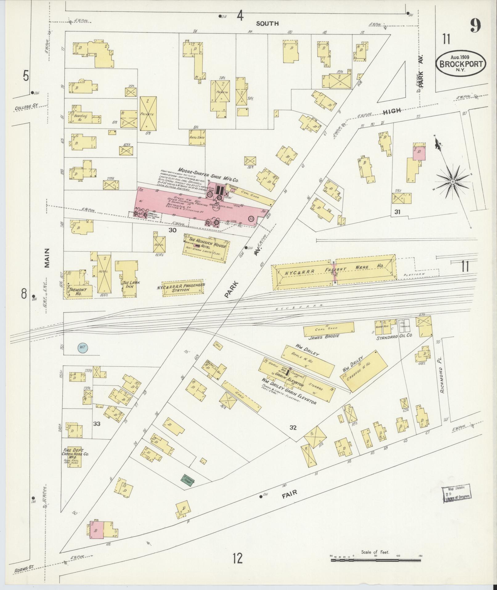 Sanborn Fire Insurance Map from Brockport, Monroe County, New York (1909), Sheet #0009 - Complete Map Set gallery image, historic Sanborn map, vintage wall art, New York New York