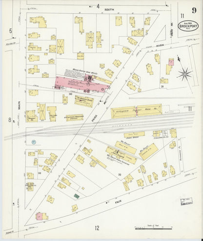 Sanborn Fire Insurance Map from Brockport, Monroe County, New York (1909), Sheet #0009 - Complete Map Set gallery image, historic Sanborn map, vintage wall art, New York New York