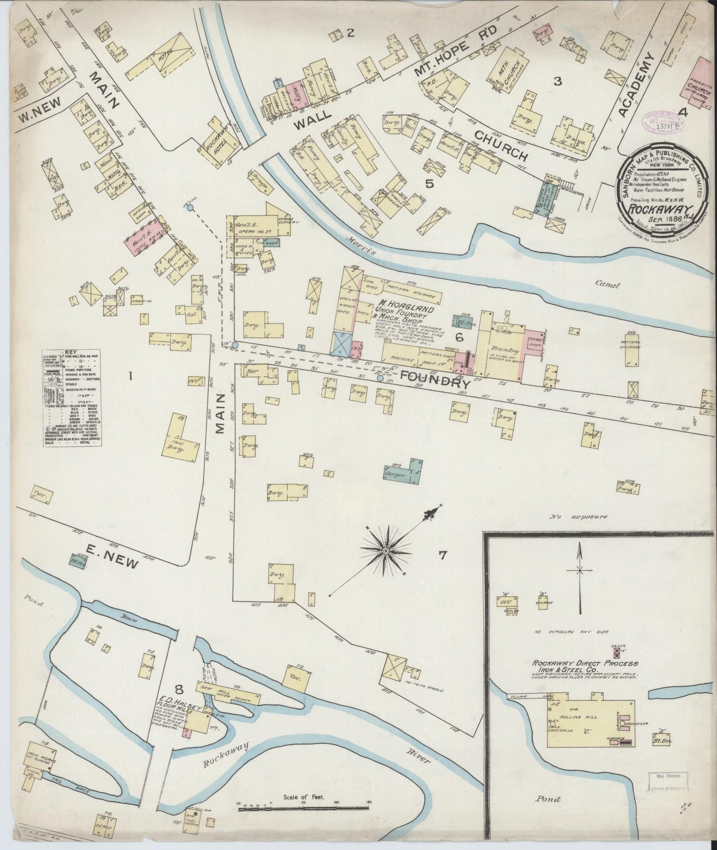 Sanborn Fire Insurance Map from Rockaway, Morris County, New Jersey. (1886) – Historic Sanborn Fire Insurance Map Print