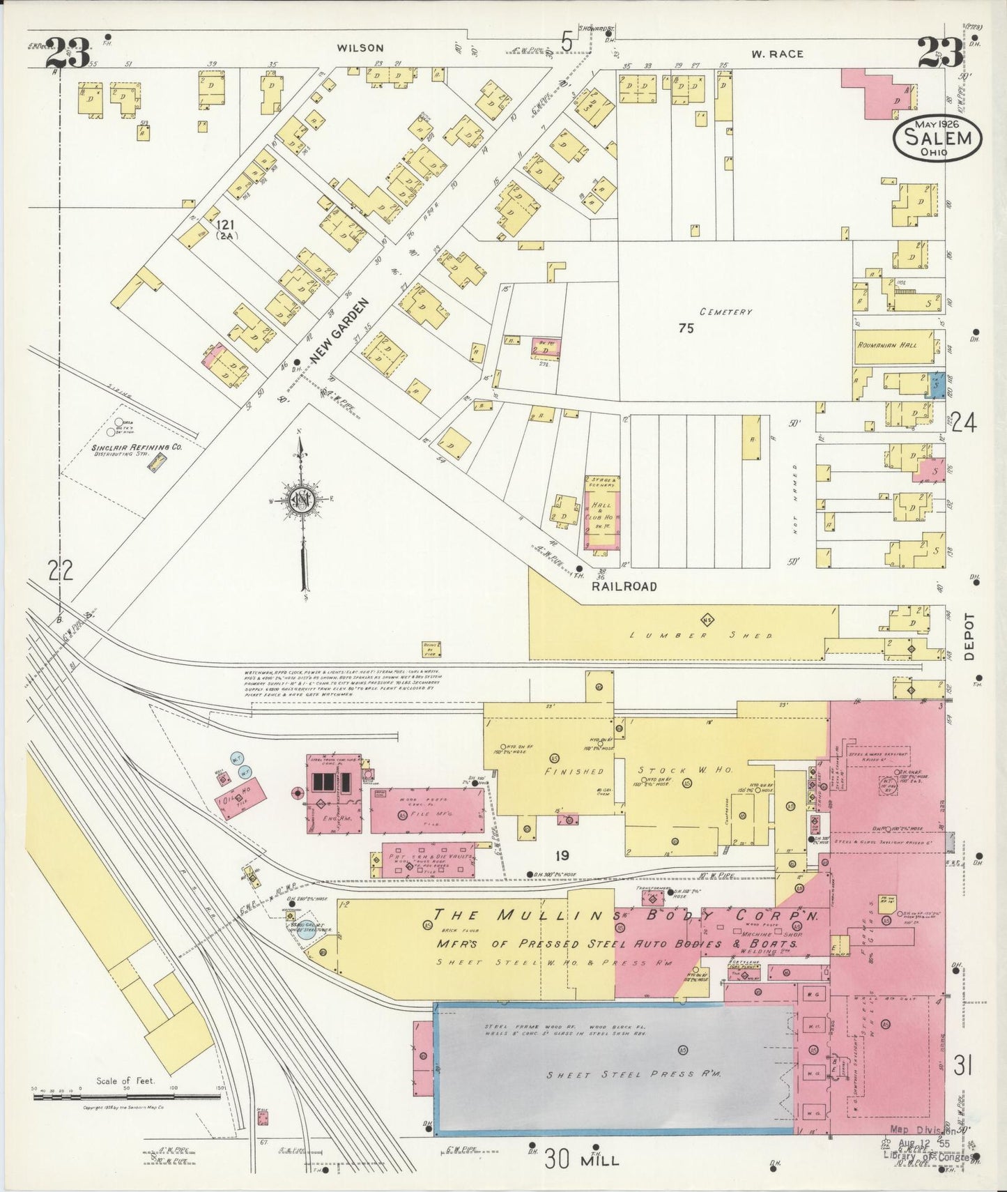 Sanborn Fire Insurance Map from Salem, Columbiana County, Ohio (1926), Sheet #0023 - Complete Map Set gallery image, historic Sanborn map, vintage wall art, Ohio Ohio