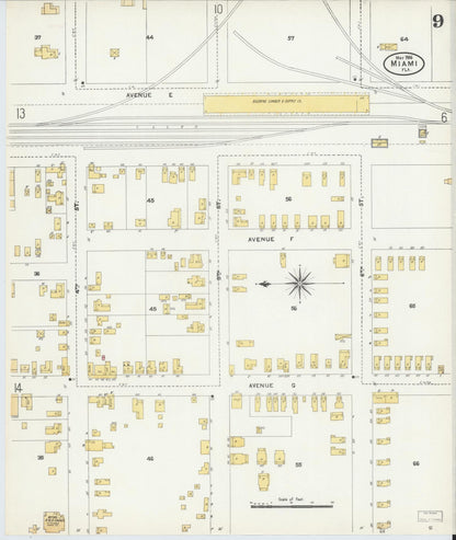 Sanborn Fire Insurance Map from Miami, Dade County, Florida (1906), Sheet #0009 - Historic Sanborn Fire Insurance Map Print, vintage old map wall art, antique decor, genealogy gift, Florida Florida map