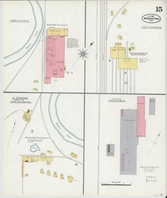 Sanborn Fire Insurance Map from Morgantown, Monongalia County, West Virginia (1906), Sheet #0015 - Historic Sanborn Fire Insurance Map Print, vintage old map wall art, antique decor, genealogy gift, West Virginia West Virginia map
