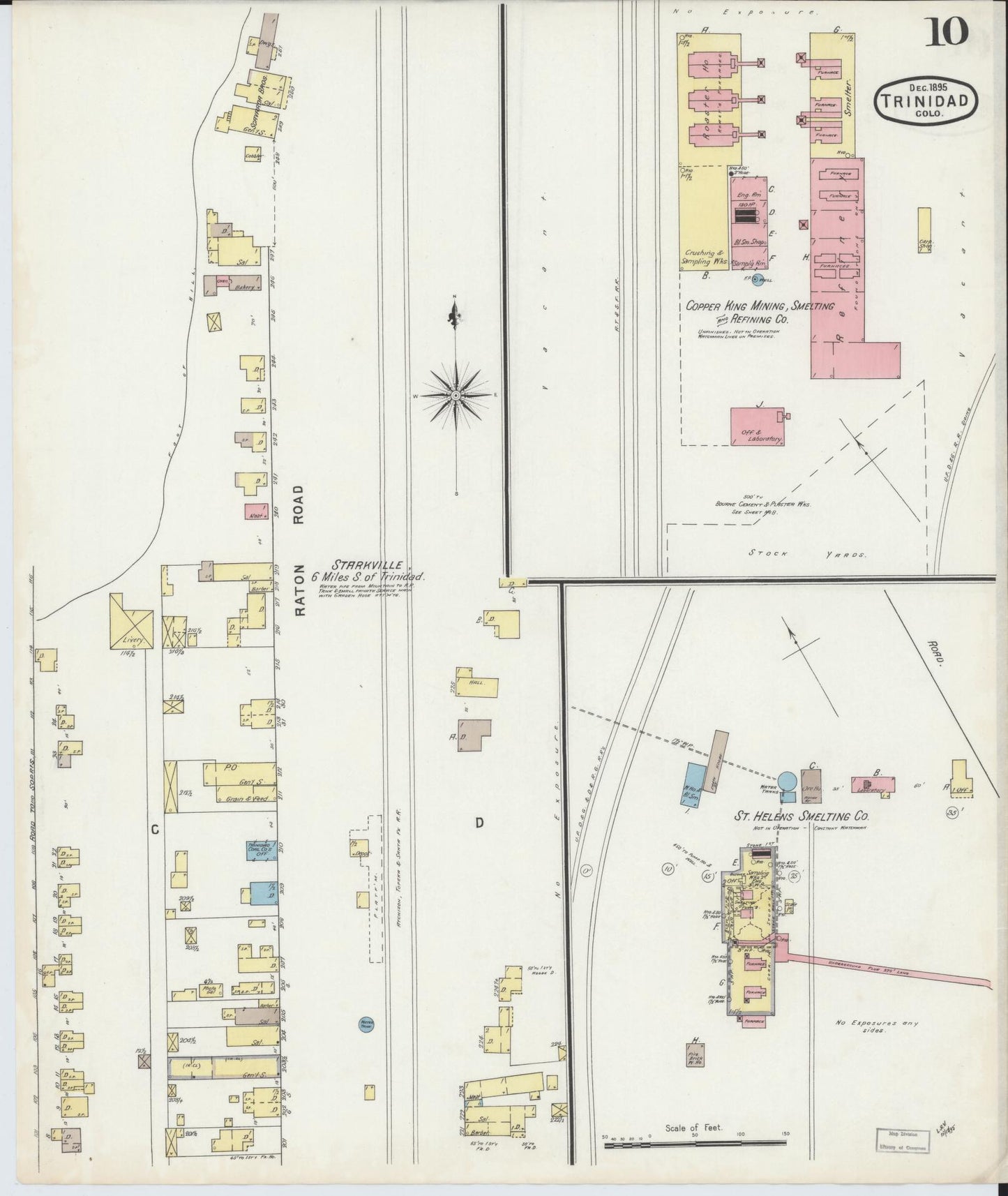 Sanborn Fire Insurance Map from Trinidad, Las Animas County, Colorado (1895), Sheet #0010 - Complete Map Set gallery image, historic Sanborn map, vintage wall art, Colorado Colorado