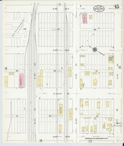 Sanborn Fire Insurance Map from Ashland, Ashland County, Wisconsin (1909), Sheet #0015 - Complete Map Set gallery image, historic Sanborn map, vintage wall art, Wisconsin Wisconsin