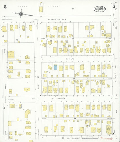 Sanborn Fire Insurance Map from Fillmore, Ventura County, California (1929), Sheet #0005 - Complete Map Set gallery image, historic Sanborn map, vintage wall art, California California