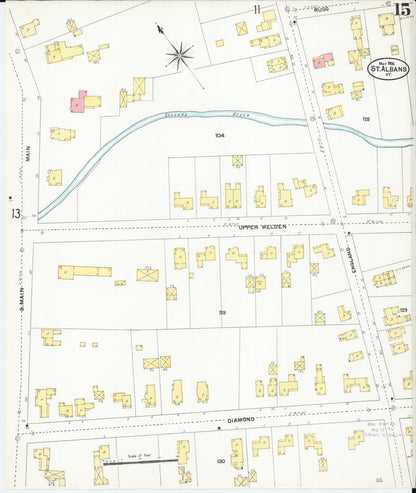 Sanborn Fire Insurance Map from Saint Albans, Franklin County, Vermont (1906), Sheet #0015 - Complete Map Set gallery image, historic Sanborn map, vintage wall art, Vermont Vermont