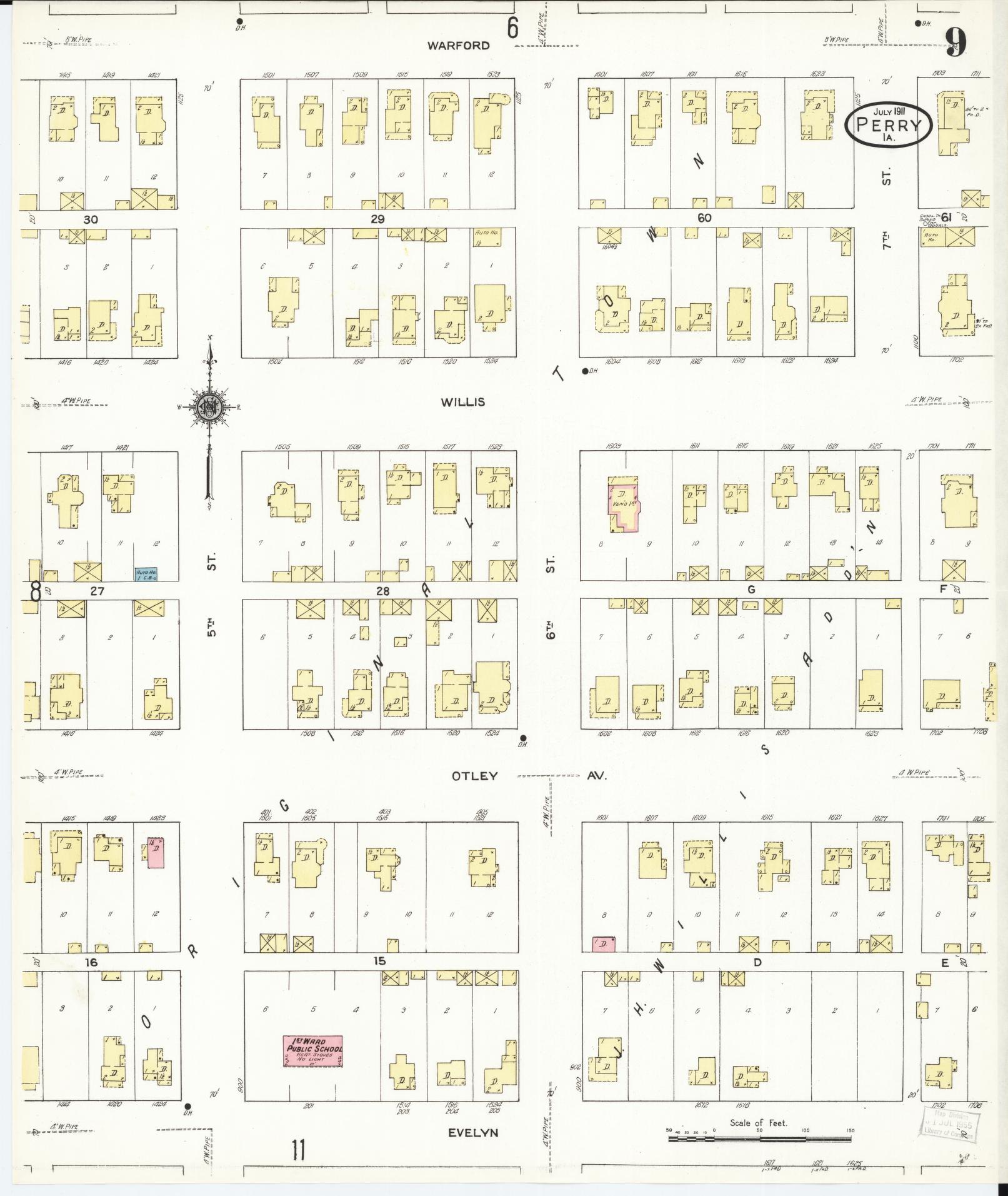 Sanborn Fire Insurance Map from Perry, Dallas County, Iowa (1911), Sheet #0009 - Historic Sanborn Fire Insurance Map Print, vintage old map wall art