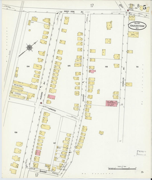 Sanborn Fire Insurance Map from Haverstraw, Rockland County, New York (1910), Sheet #0005 - Historic Sanborn Fire Insurance Map Print, vintage old map wall art, antique decor, genealogy gift, New York New York map