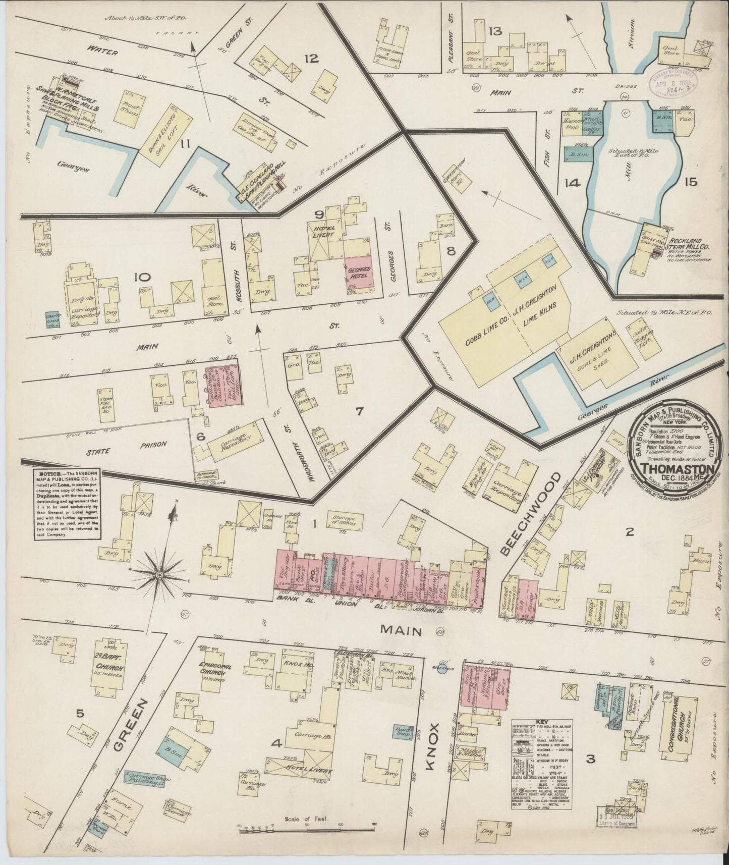 Sanborn Fire Insurance Map from Thomaston, Knox County, Maine. (1884) – Historic Sanborn Fire Insurance Map Print