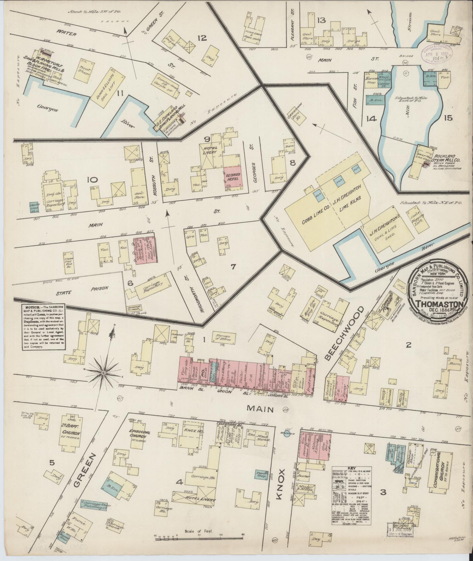 Sanborn Fire Insurance Map from Thomaston, Knox County, Maine. (1884) – Historic Sanborn Fire Insurance Map Print