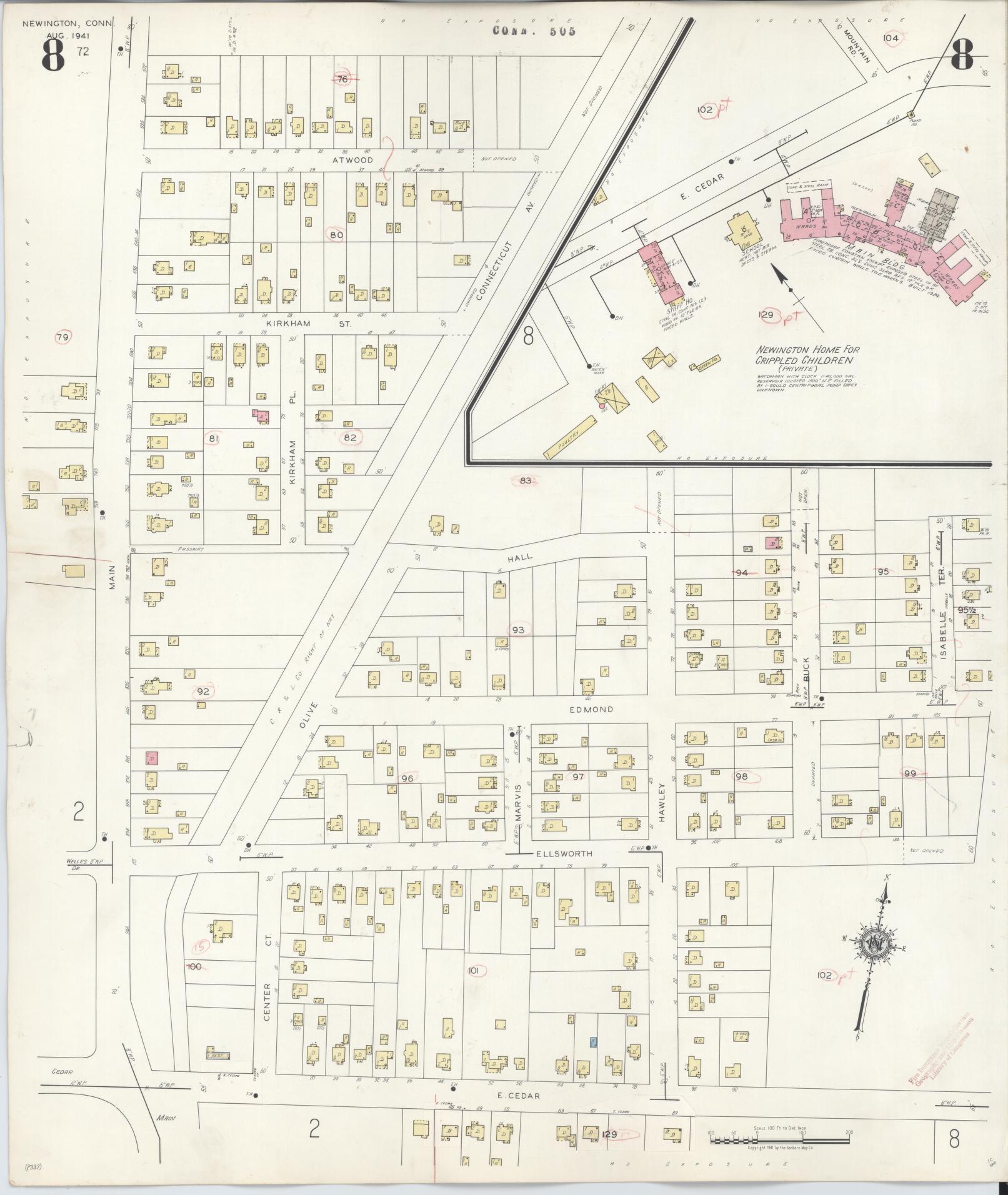 Sanborn Fire Insurance Map from Newington, Hartford County, Connecticut (1947), Sheet #0008 - Complete Map Set gallery image, historic Sanborn map, vintage wall art, Connecticut Connecticut