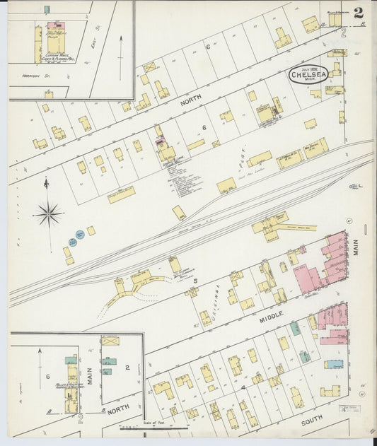 Sanborn Fire Insurance Map from Chelsea, Washtenaw County, Michigan (1892), Sheet #0002 - Historic Sanborn Fire Insurance Map Print, vintage old map wall art, antique decor, genealogy gift, Michigan Michigan map