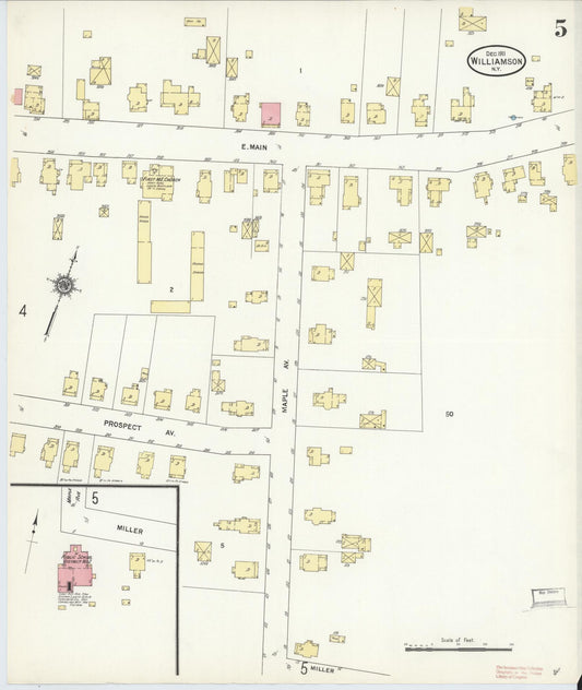 Sanborn Fire Insurance Map from Williamson, Wayne County, New York (1911), Sheet #0005 - Historic Sanborn Fire Insurance Map Print, vintage old map wall art, antique decor, genealogy gift, New York New York map