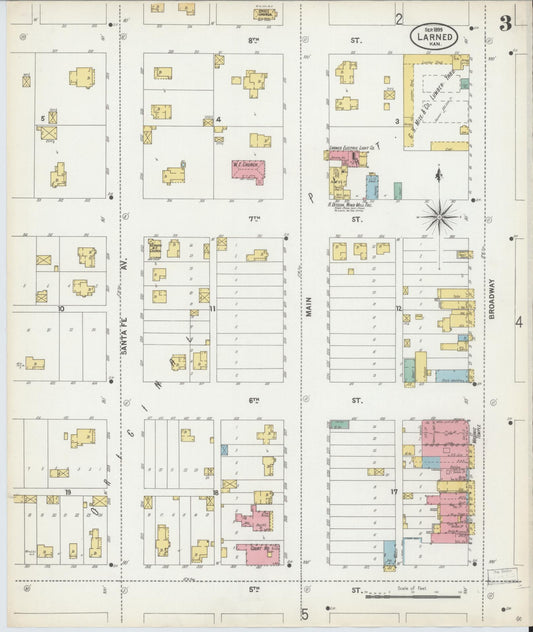 Sanborn Fire Insurance Map from Larned, Pawnee County, Kansas (1899), Sheet #0003 - Historic Sanborn Fire Insurance Map Print, vintage old map wall art, antique decor, genealogy gift, Kansas Kansas map