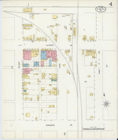 Sanborn Fire Insurance Map from Vinita, Craig County, Oklahoma (1898), Sheet #0004 - Complete Map Set gallery image, historic Sanborn map, vintage wall art, Oklahoma Oklahoma