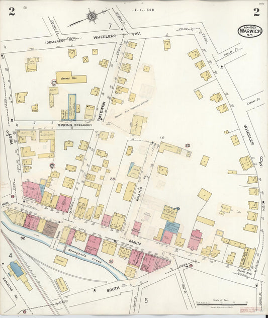 Sanborn Fire Insurance Map from Warwick, Orange County, New York (1940), Sheet #0002 - Historic Sanborn Fire Insurance Map Print, vintage old map wall art, antique decor, genealogy gift, New York New York map