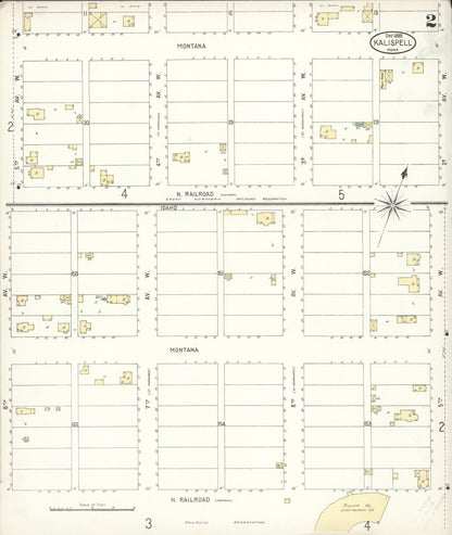 Sanborn Fire Insurance Map from Kalispell, Flathead County, Montana (1899), Sheet #0002 - Complete Map Set gallery image, historic Sanborn map, vintage wall art, Montana Montana