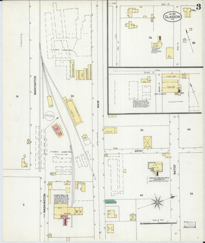 Sanborn Fire Insurance Map from Glasgow, Barren County, Kentucky (1901), Sheet #0003 - Complete Map Set gallery image, historic Sanborn map, vintage wall art, Kentucky Kentucky