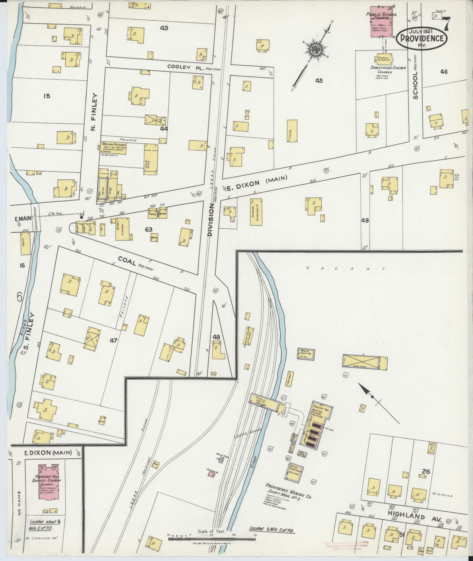 Sanborn Fire Insurance Map from Providence, Webster County, Kentucky (1921), Sheet #0007 - Historic Sanborn Fire Insurance Map Print, vintage old map wall art, antique decor, genealogy gift, Kentucky Kentucky map