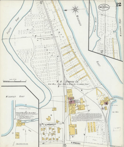 Sanborn Fire Insurance Map from Merrill, Lincoln County, Wisconsin (1902), Sheet #0012 - Historic Sanborn Fire Insurance Map Print, vintage old map wall art, antique decor, genealogy gift, Wisconsin Wisconsin map
