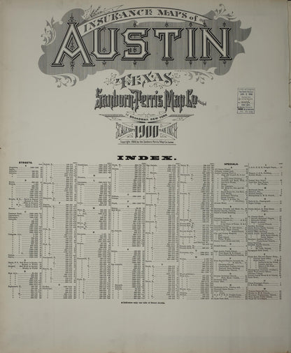 Sanborn Fire Insurance Map from Austin, Travis County, Texas (1900), Sheet #0001 - Historic Sanborn Fire Insurance Map Print, vintage old map wall art, antique decor, genealogy gift, Texas Texas map