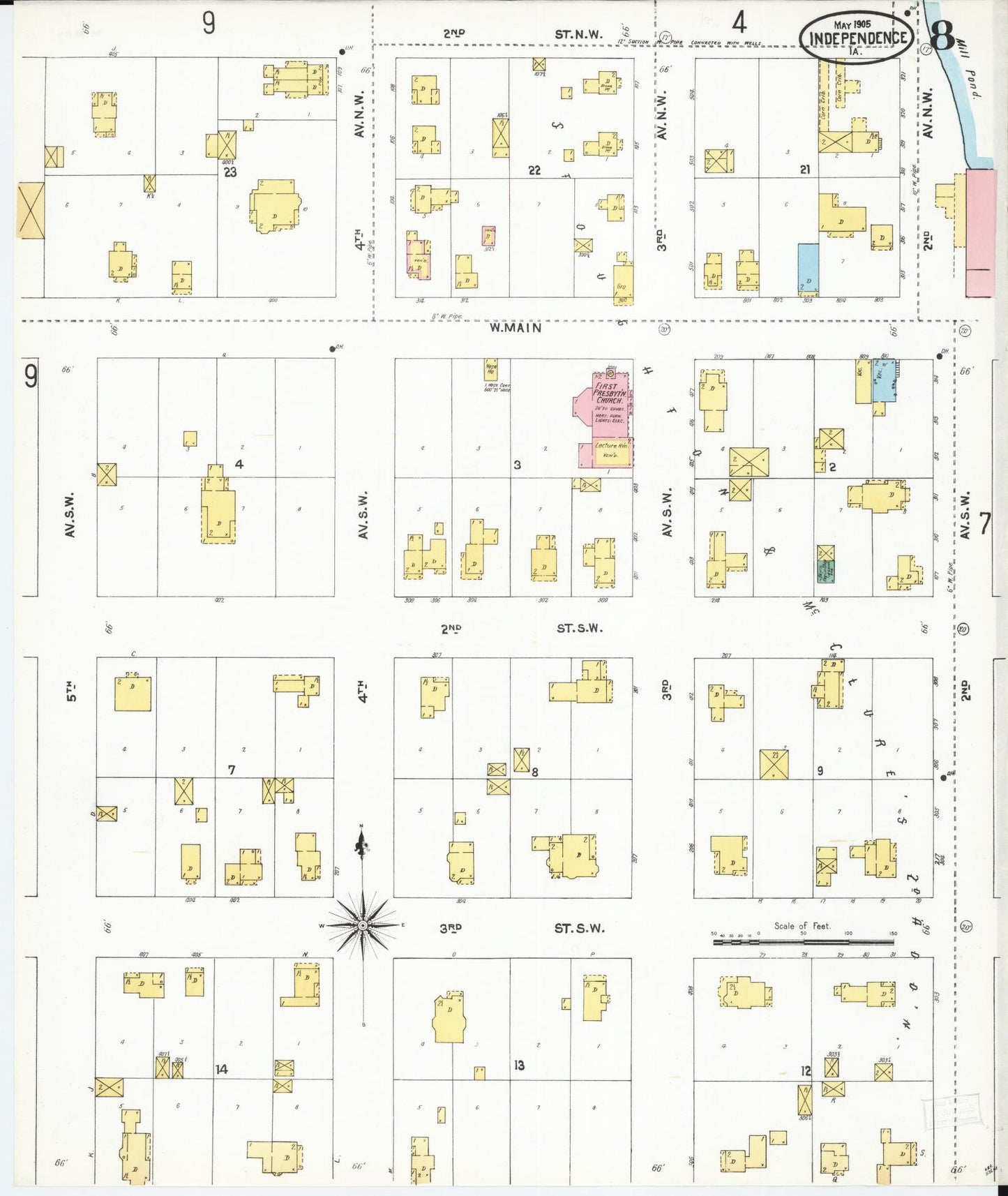 Sanborn Fire Insurance Map from Independence, Buchanan County, Iowa (1905), Sheet #0008 - Historic Sanborn Fire Insurance Map Print, vintage old map wall art