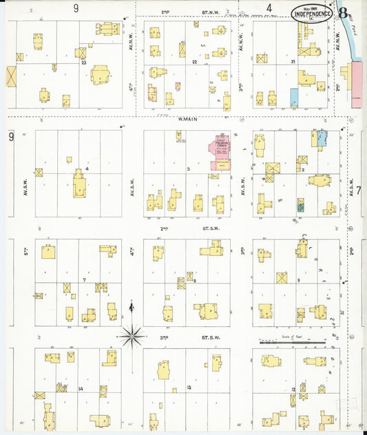Sanborn Fire Insurance Map from Independence, Buchanan County, Iowa (1905), Sheet #0008 - Historic Sanborn Fire Insurance Map Print, vintage old map wall art