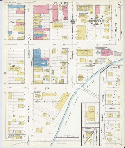 Sanborn Fire Insurance Map from Thief River Falls, Pennington County, Minnesota (1916), Sheet #0007 - Complete Map Set gallery image, historic Sanborn map, vintage wall art, Minnesota Minnesota