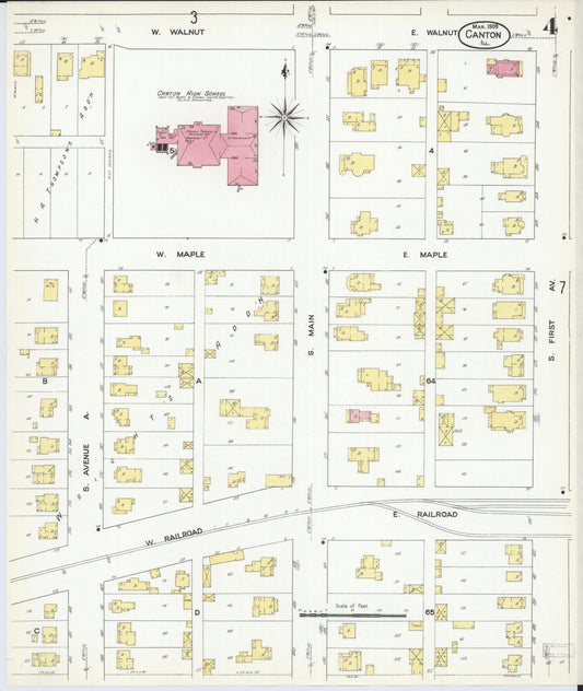 Sanborn Fire Insurance Map from Canton, Fulton County, Illinois (1909), Sheet #0004 - Historic Sanborn Fire Insurance Map Print, vintage old map wall art, antique decor, genealogy gift, Illinois Illinois map