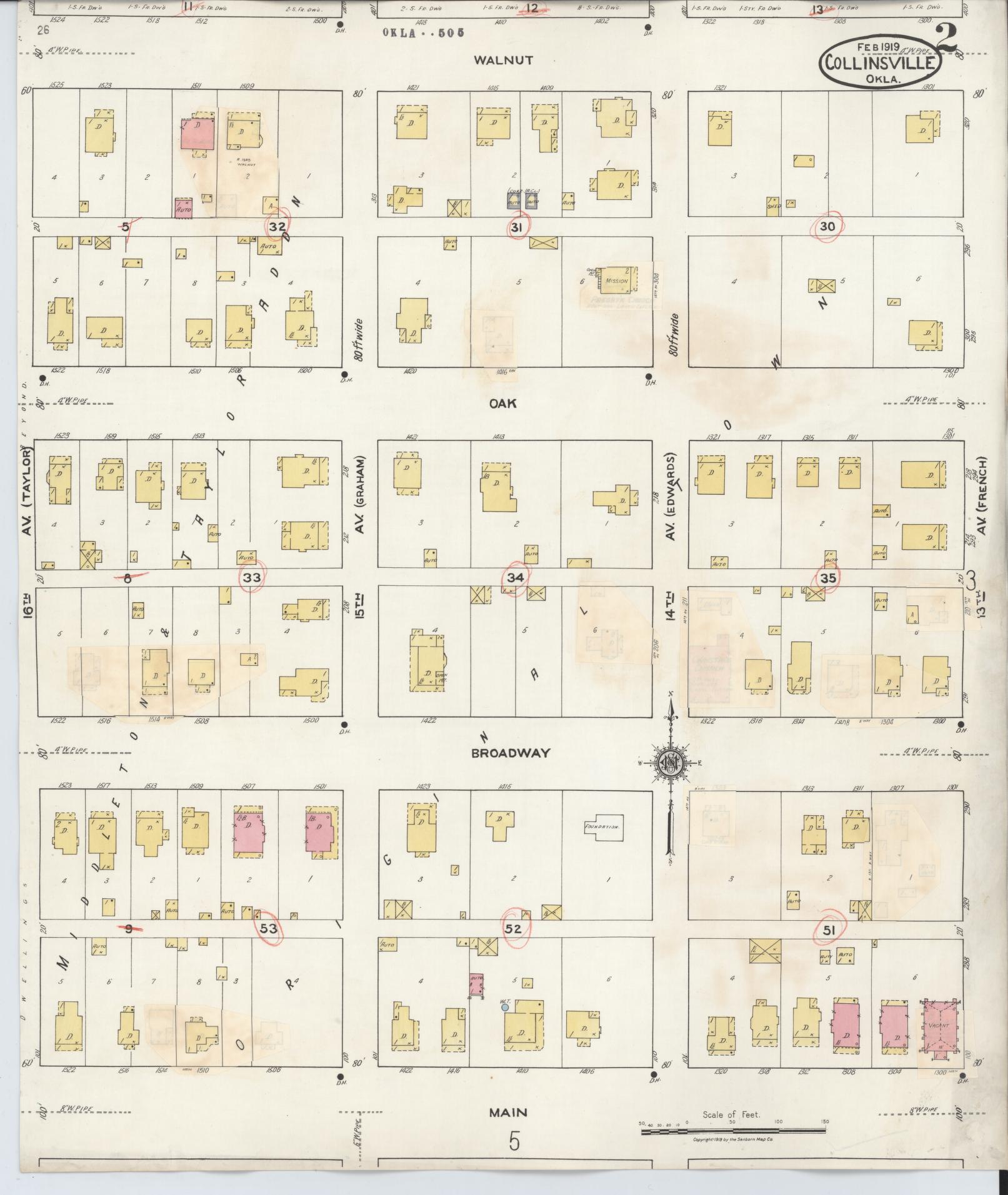 Sanborn Fire Insurance Map from Collinsville, Tulsa County, Oklahoma (1936), Sheet #0002 - Complete Map Set gallery image, historic Sanborn map, vintage wall art, Oklahoma Oklahoma