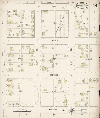 Sanborn Fire Insurance Map from Spokane, Spokane County, Washington (1889), Sheet #0014 - Complete Map Set gallery image, historic Sanborn map, vintage wall art, Washington Washington