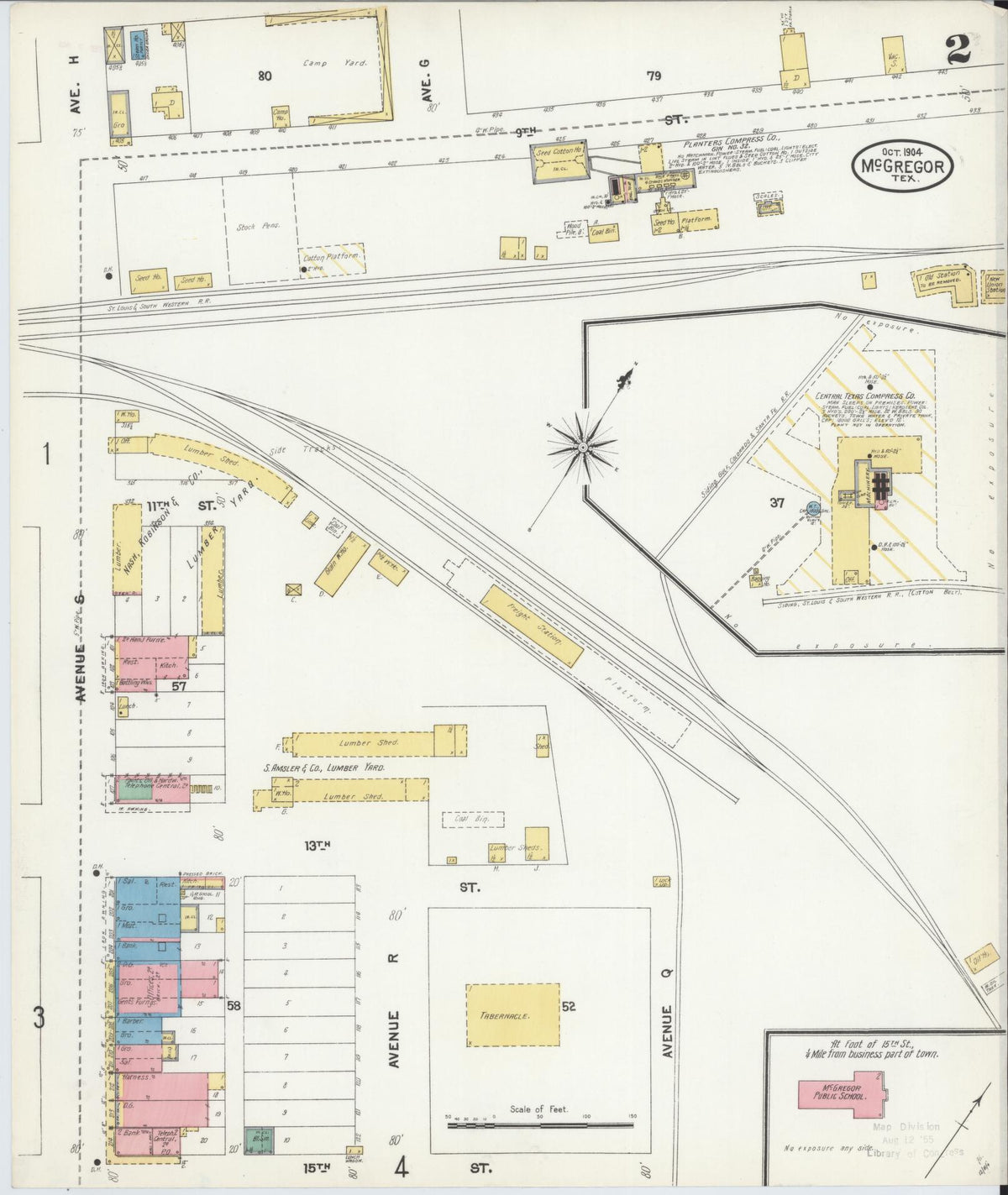 Sanborn Fire Insurance Map from McGregor, McLennan County, Texas (1904), Sheet #0002 - Complete Map Set gallery image, historic Sanborn map, vintage wall art, Texas Texas