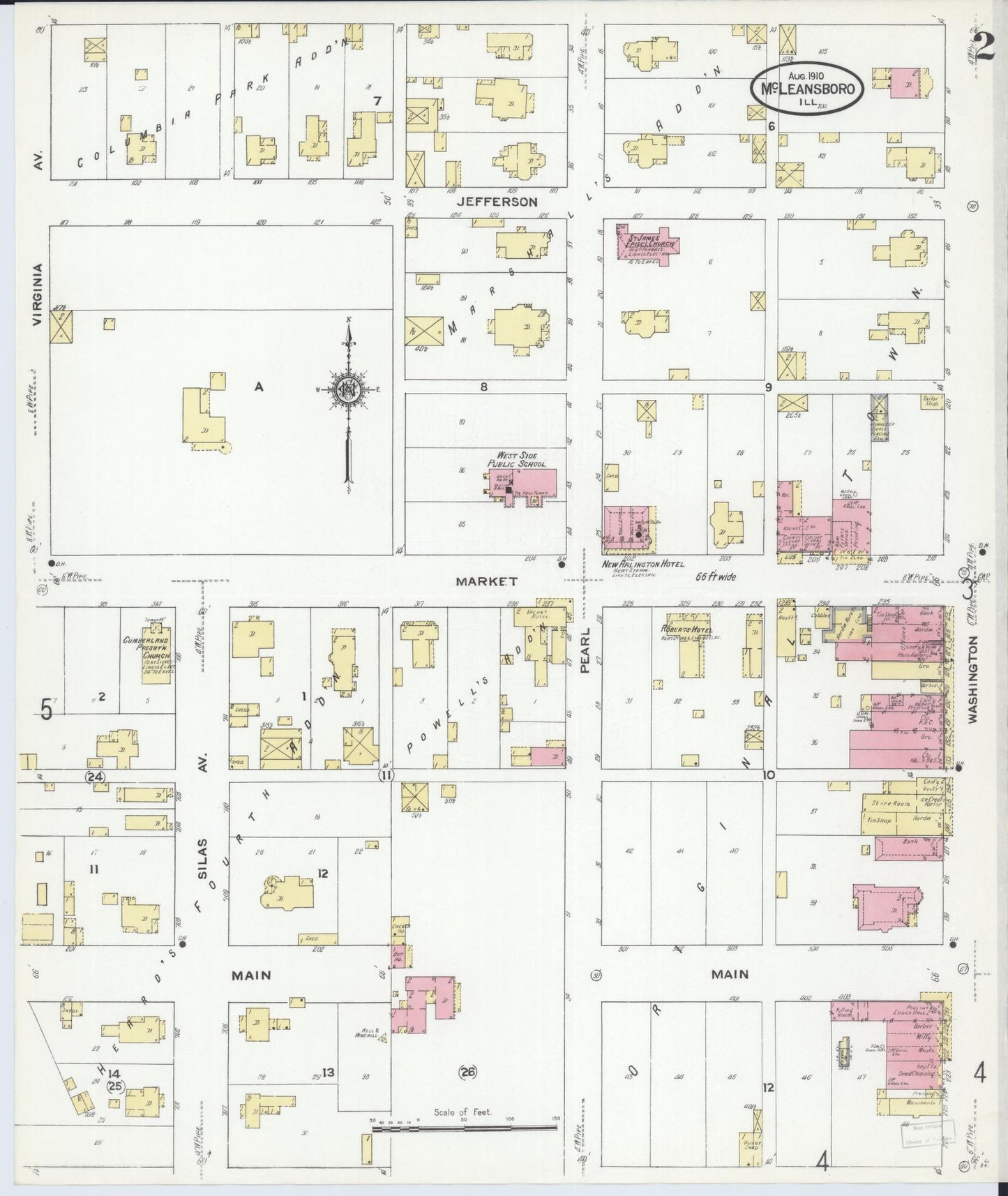 Sanborn Fire Insurance Map from Mcleansboro, Hamilton County, Illinois (1910), Sheet #0002 - Historic Sanborn Fire Insurance Map Print, vintage old map wall art, antique decor, genealogy gift, Illinois Illinois map